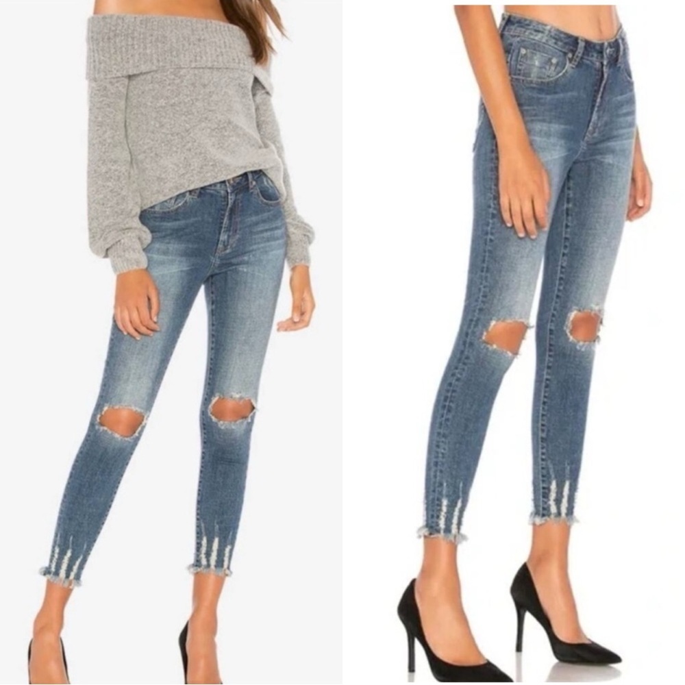 NEW One Teaspoon High Waist Free Bird Skinny Distressed Jeans